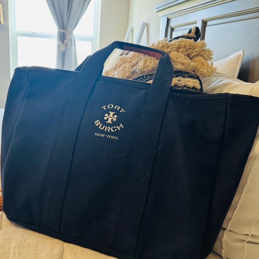 Tory Burch Black and White Logo Tote